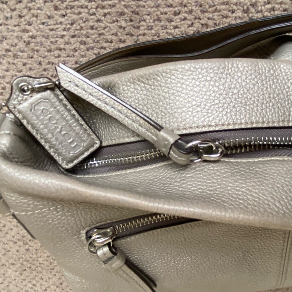 Coach metallic in soft neutral hobo bag. Zip top and side. Adjustable strap. - Picture 11 of 12